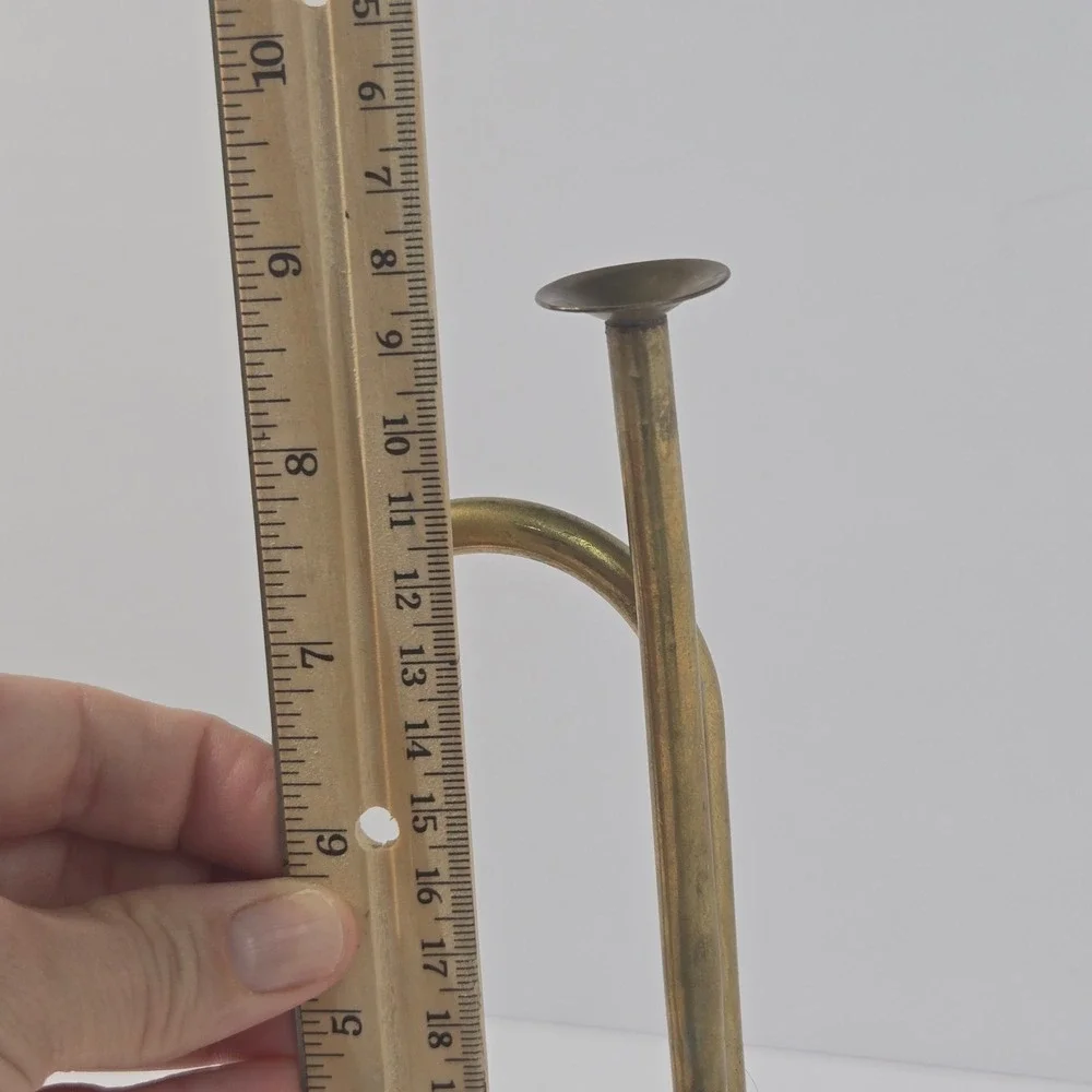 Vintage Brass Bugle Horn Small Decorative Trumpet Antique Style Instrument 8.5